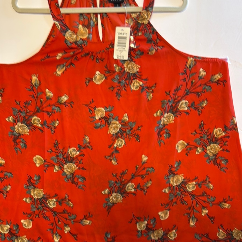 Torrid Orange Brown Crop Tie Front Tank Top